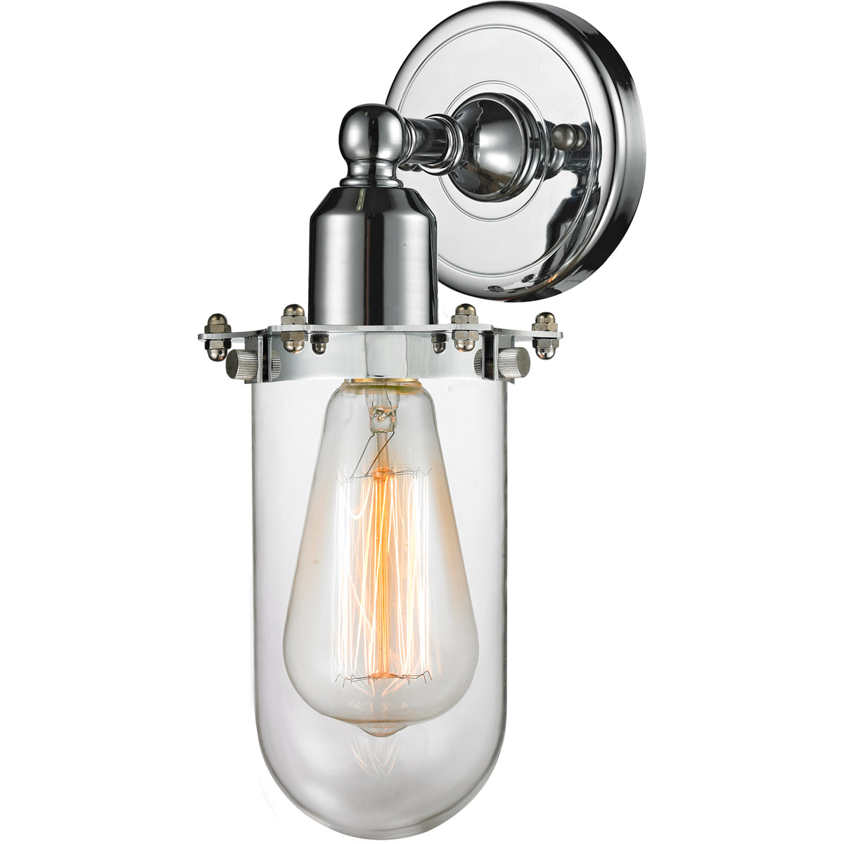 Innovations Lighting 900-1W-PC-CE231-PC-CL Austere Centri 1 Light 5 inch Polished Chrome Sconce Wall Light in Incandescent, Clear Glass, Austere