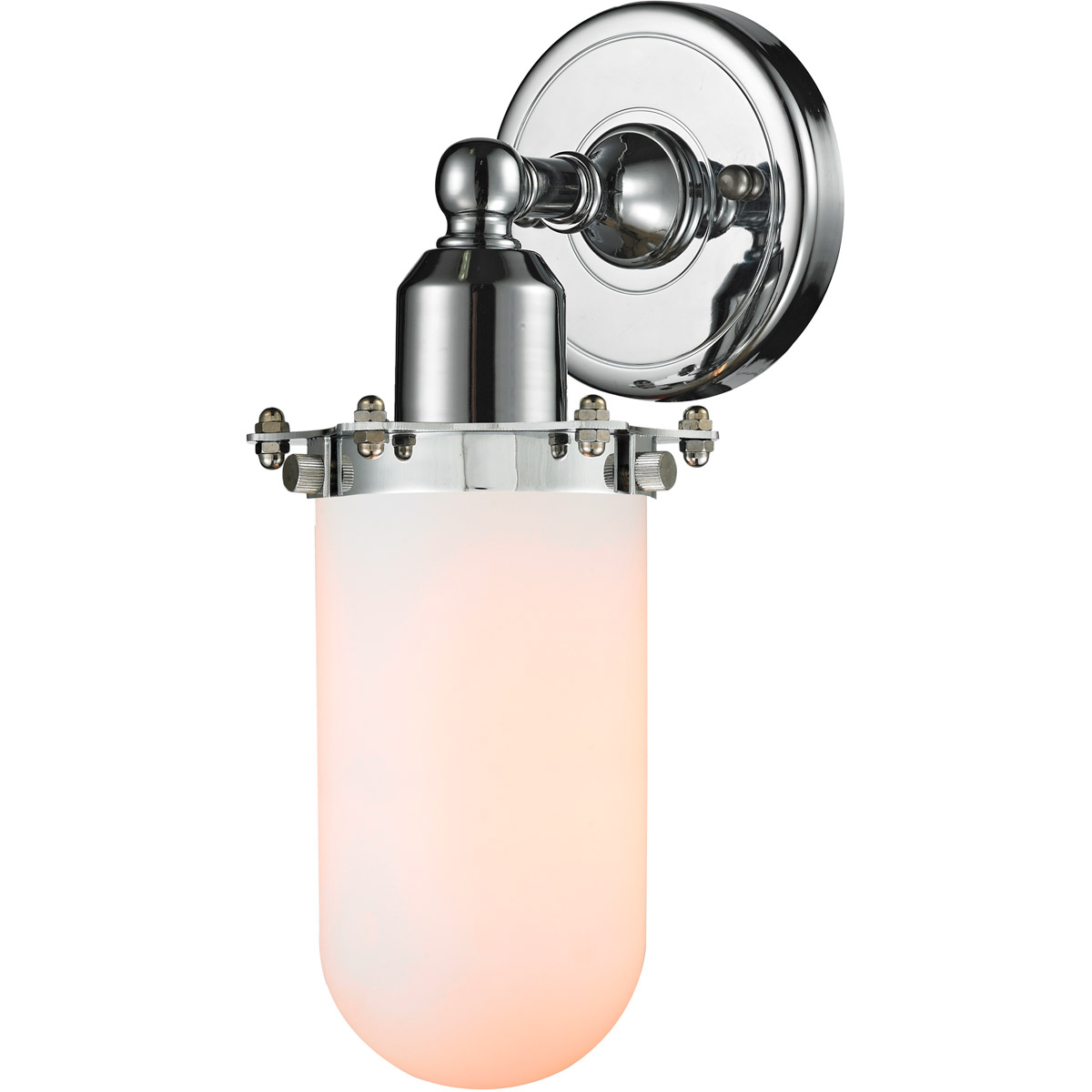 Innovations Lighting 900-1W-PC-CE231-PC-W Austere Centri 1 Light 5 inch Polished Chrome Sconce Wall Light in Incandescent, Matte White Glass, Austere