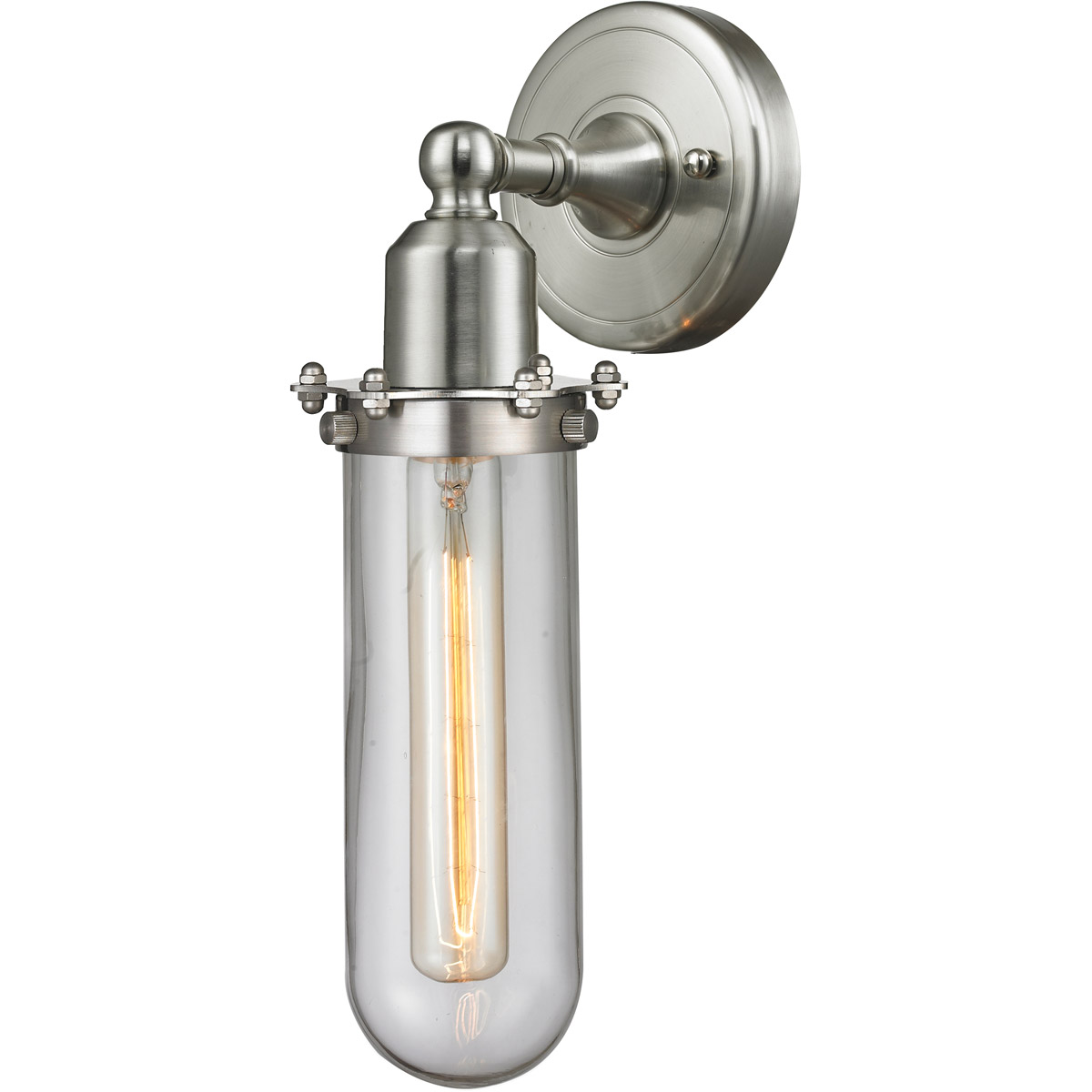 Innovations Lighting 900-1W-SN-CE228-SN-W Austere Centri 1 Light 5 inch Brushed Satin Nickel Sconce Wall Light in Incandescent, Matte White Glass, Aus