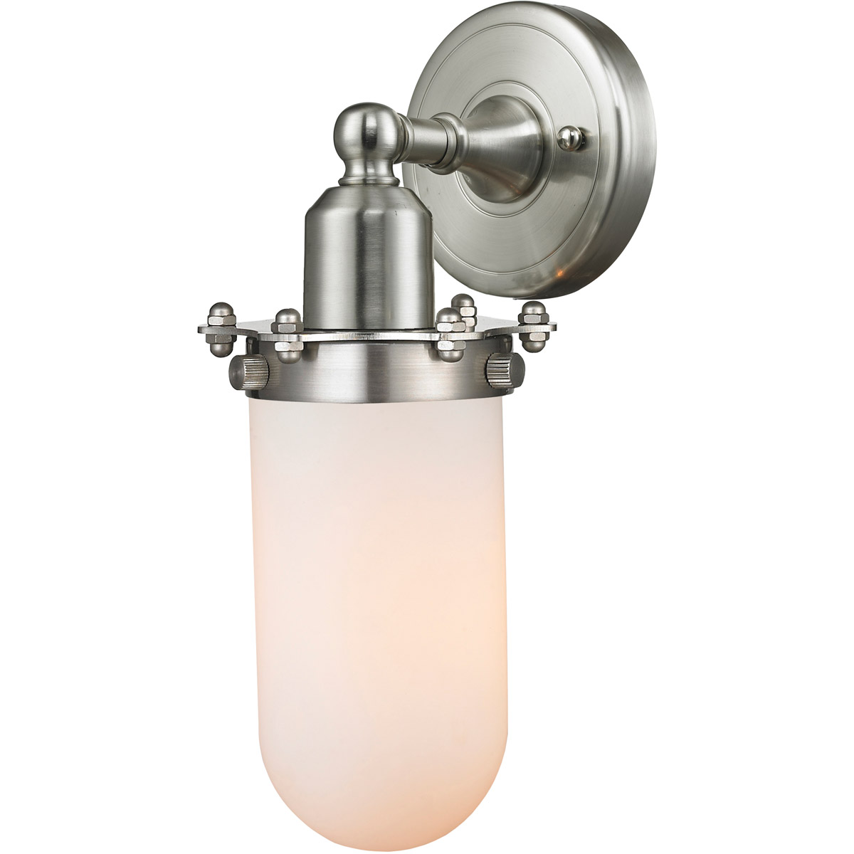 Innovations Lighting 900-1W-SN-CE231-SN-W Austere Centri 1 Light 5 inch Brushed Satin Nickel Sconce Wall Light in Incandescent, Matte White Glass, Aus