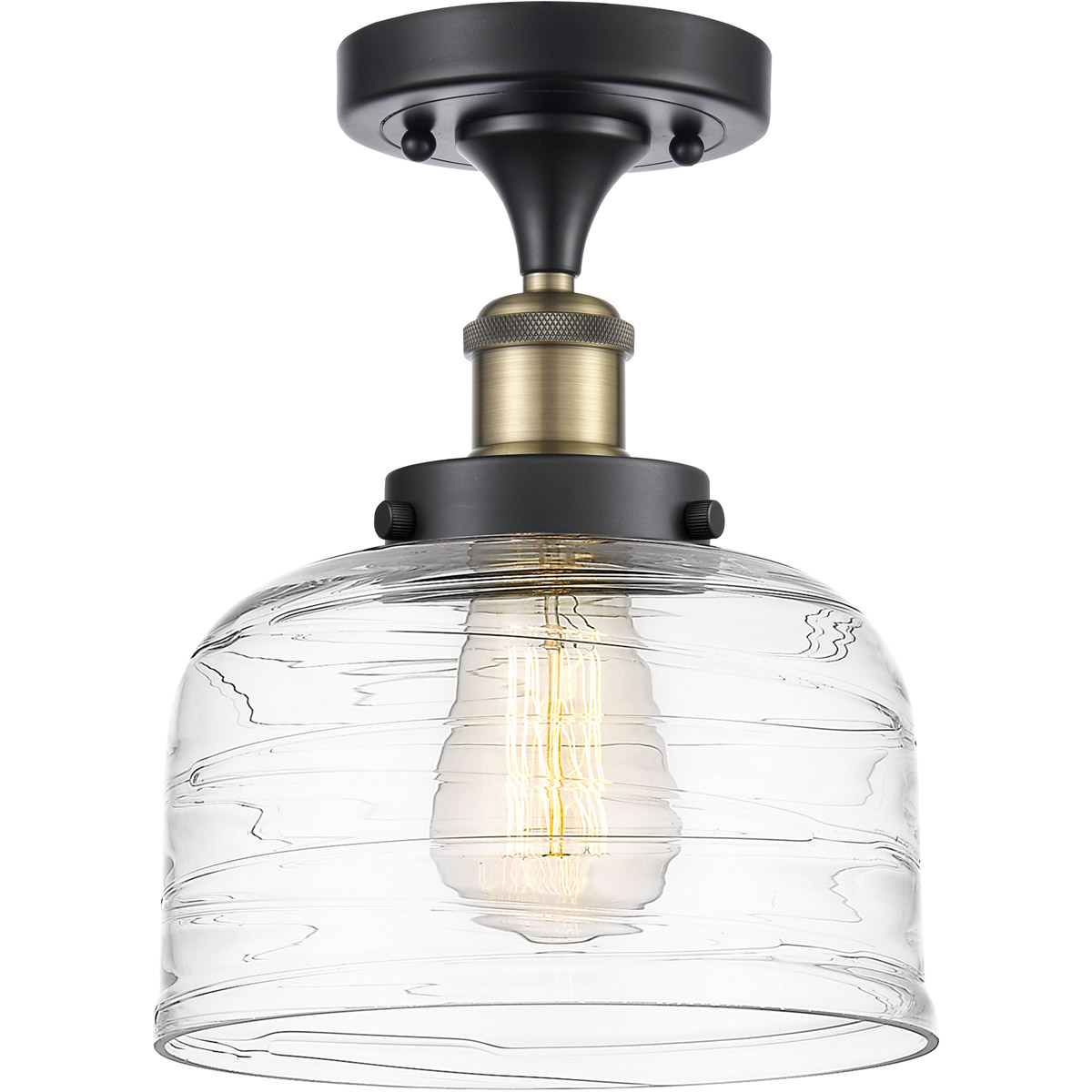 Innovations Lighting 916-1C-BAB-G713 Ballston Bell 1 Light 8 inch Black Antique Brass Semi-Flush Mount Ceiling Light