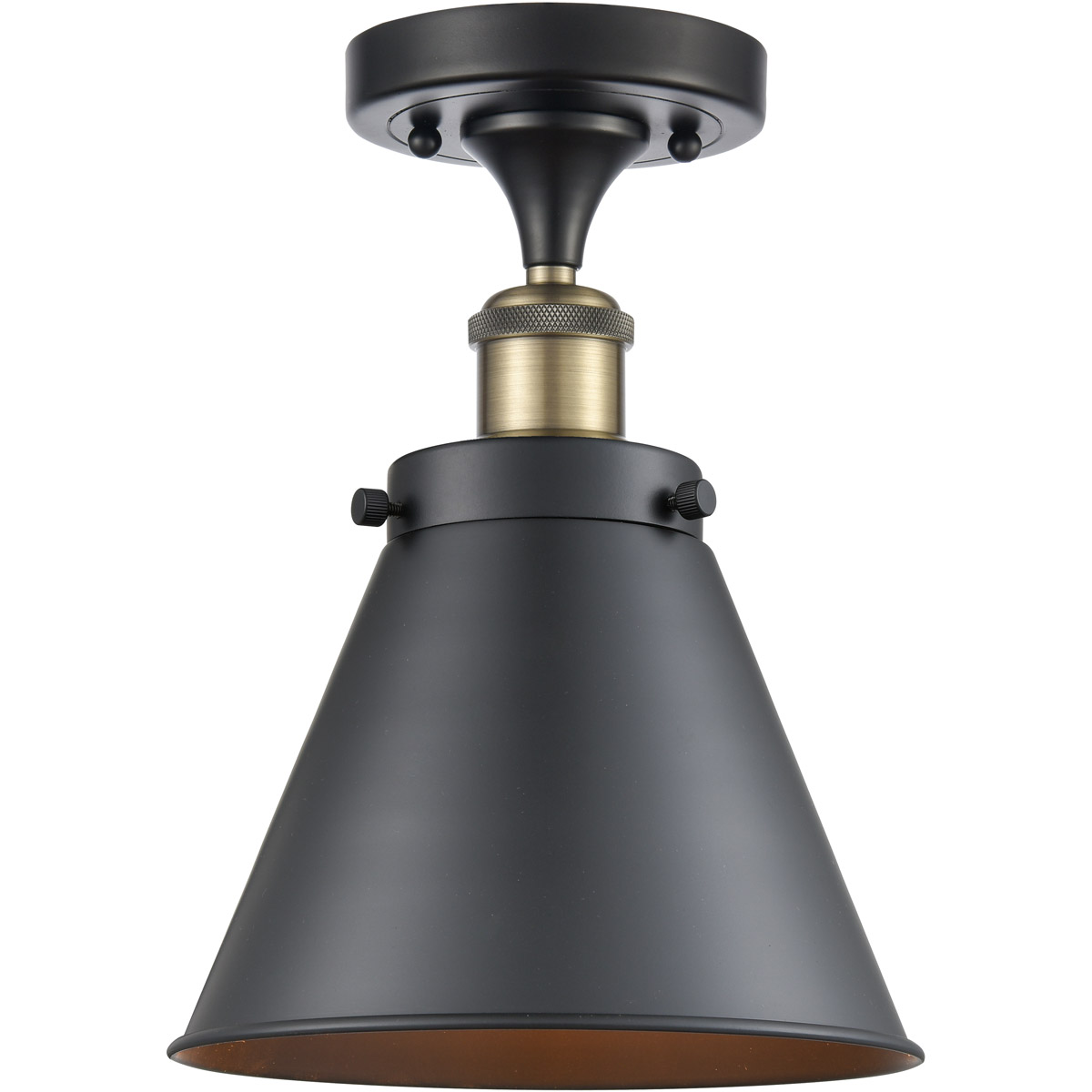 Innovations Lighting 916-1C-BAB-M13-BK Ballston Appalachian 1 Light 7 inch Black Antique Brass Semi-Flush Mount Ceiling Light