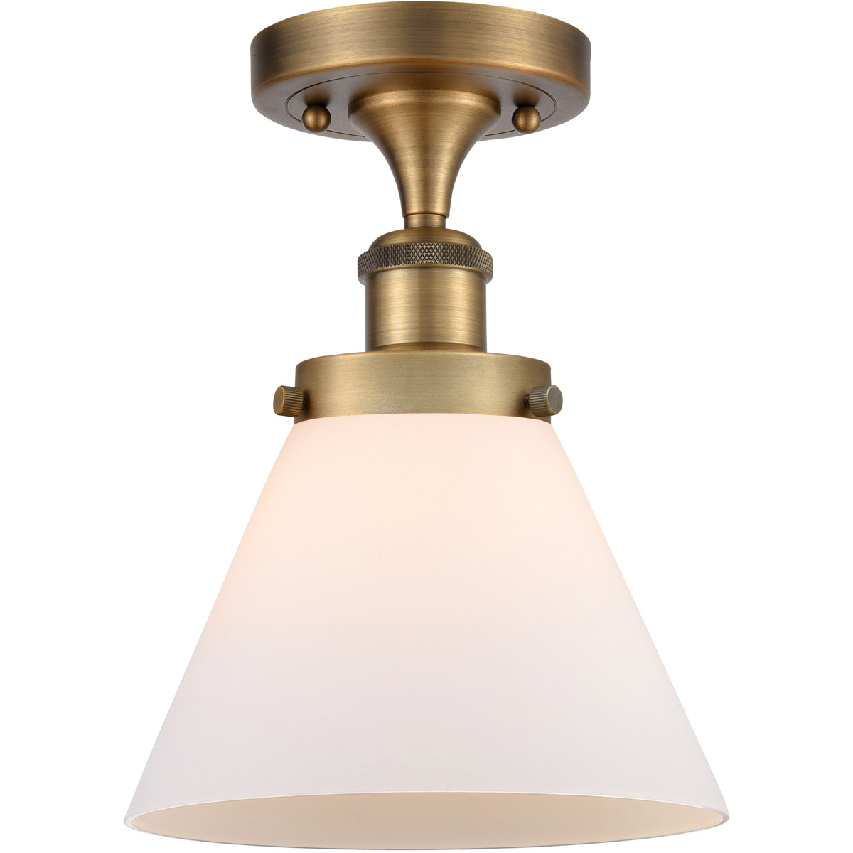 Innovations Lighting 916-1C-BB-G41 Ballston Large Cone 1 Light 8 inch Brushed Brass Semi-Flush Mount Ceiling Light in Matte White Glass