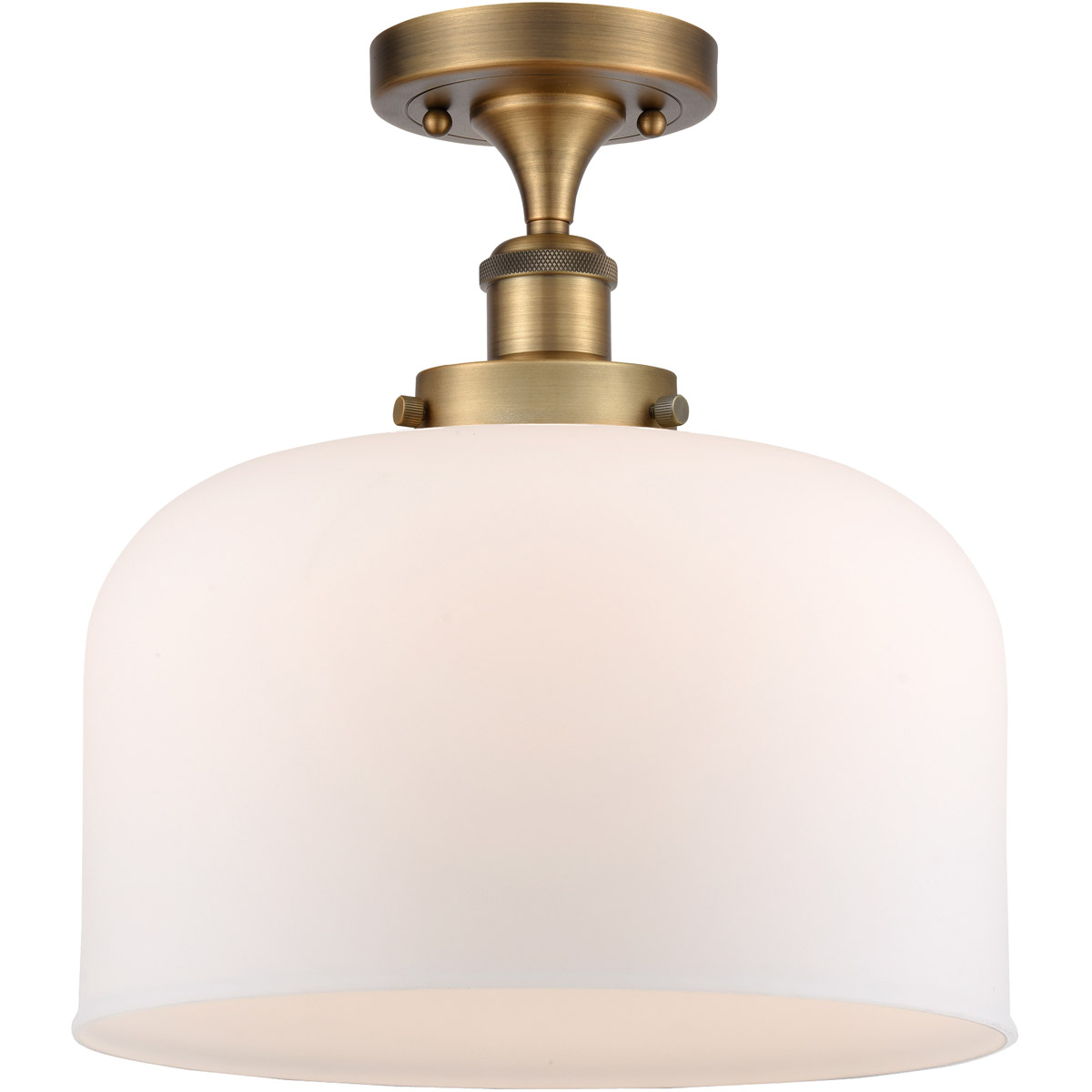 Innovations Lighting 916-1C-BB-G71-L-LED Ballston X-Large Bell LED 8 inch Brushed Brass Semi-Flush Mount Ceiling Light in Matte White Glass