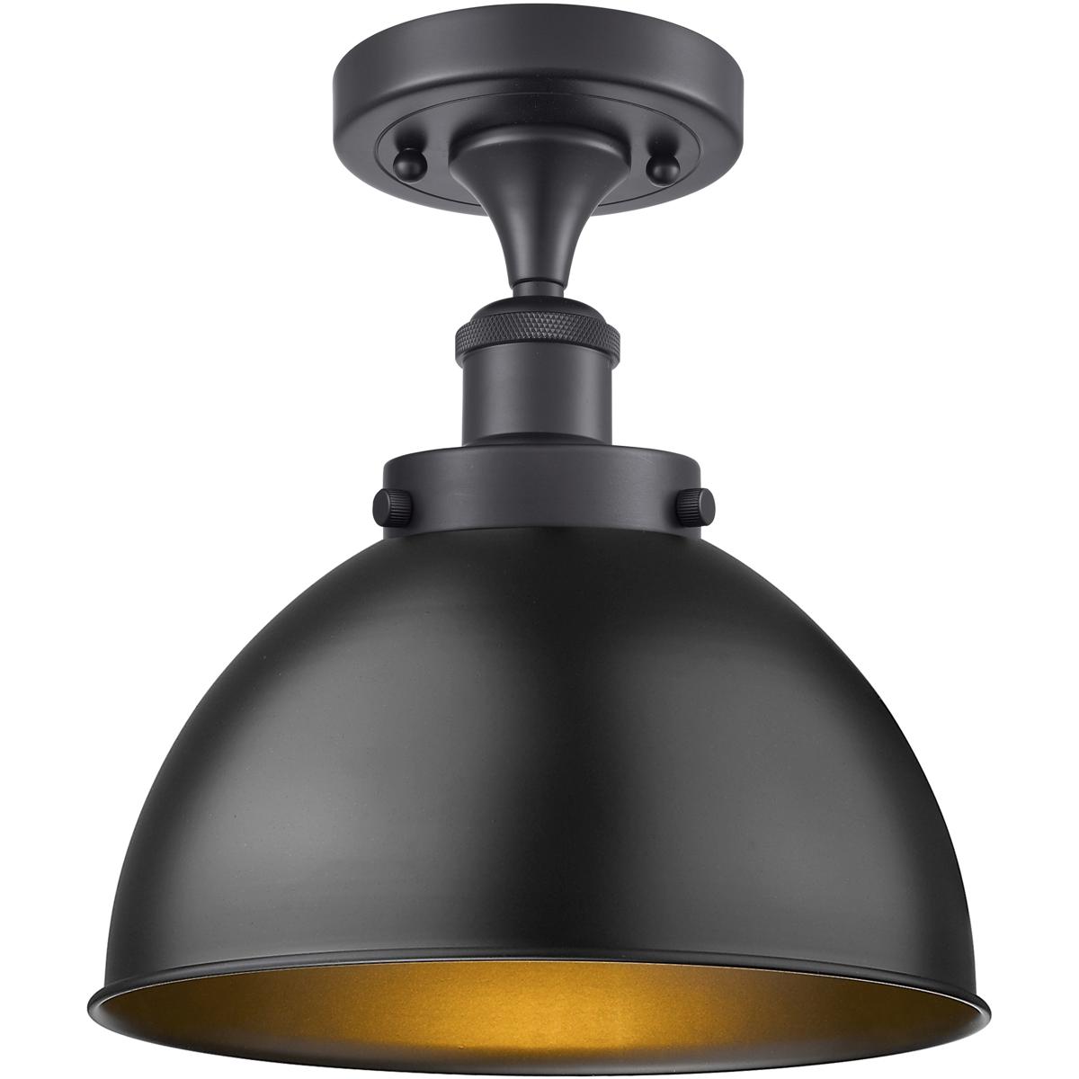 Innovations Lighting 916-1C-BK-MFD-10-BK-LED Ballston Urban LED 10 inch Matte Black Semi-Flush Mount Ceiling Light