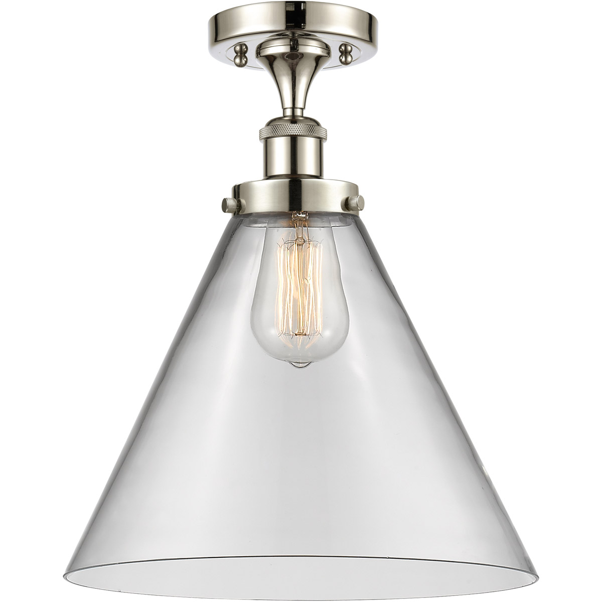 Innovations Lighting 916-1C-PN-G42-L Ballston X-Large Cone 1 Light 8 inch Polished Nickel Semi-Flush Mount Ceiling Light in Clear Glass