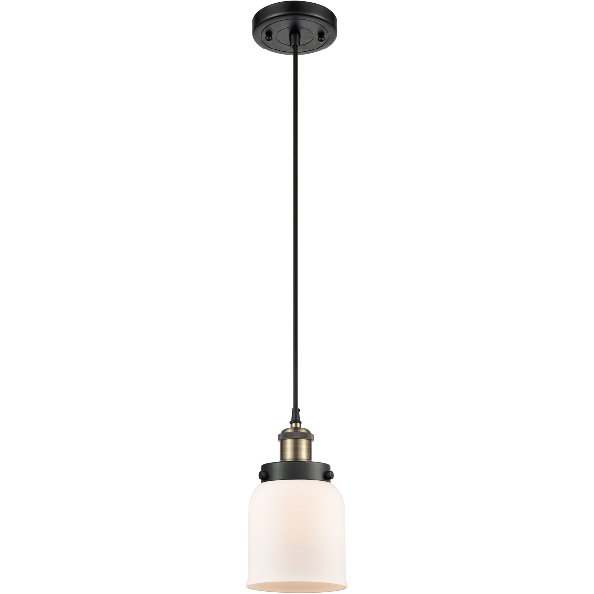 Innovations Lighting 916-1P-BAB-G51 Ballston Small Bell 1 Light 5 inch Black Antique Brass Mini Pendant Ceiling Light in Matte White Glass