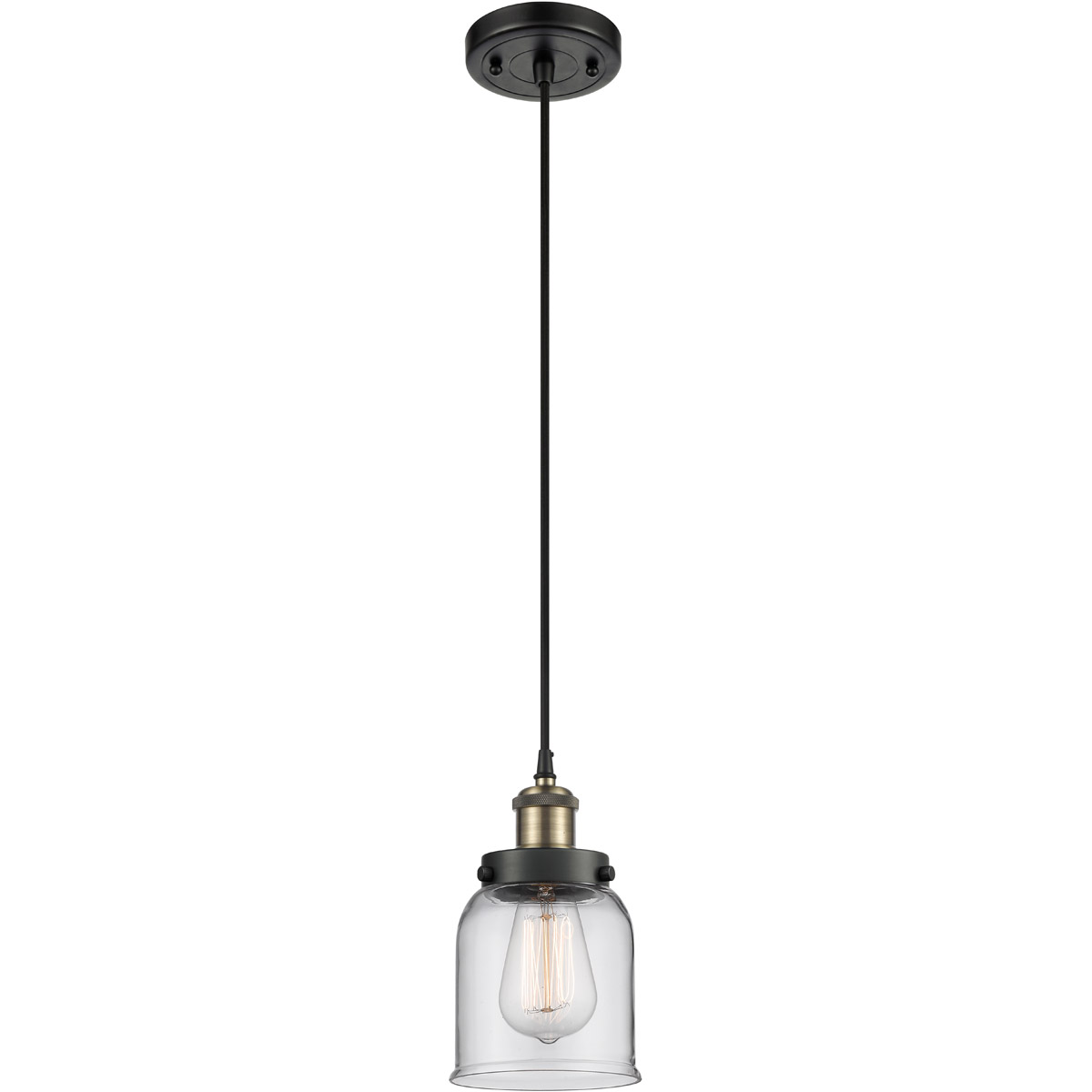 Innovations Lighting 916-1P-BAB-G52 Ballston Small Bell 1 Light 5 inch Black Antique Brass Mini Pendant Ceiling Light in Clear Glass