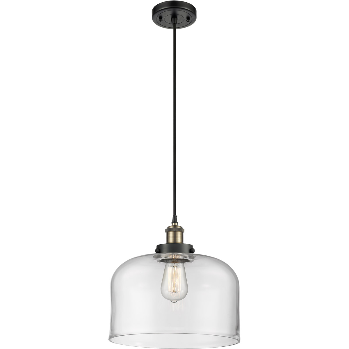 Innovations Lighting 916-1P-BAB-G72-L Ballston X-Large Bell 1 Light 12 inch Black Antique Brass Mini Pendant Ceiling Light in Clear Glass