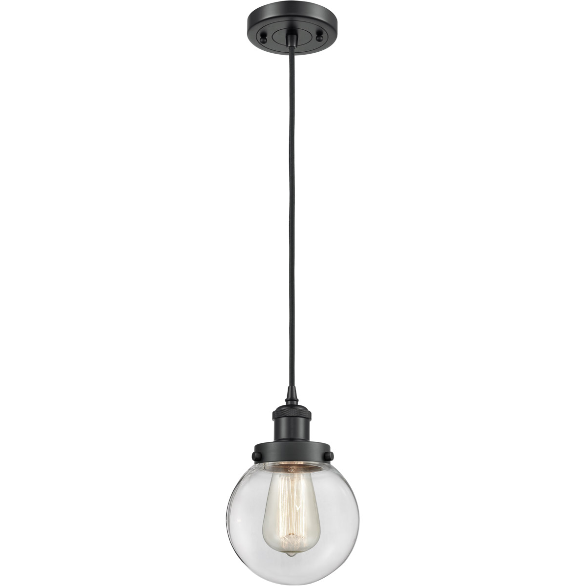 Innovations Lighting 916-1P-BK-G202-6 Ballston Beacon 1 Light 6 inch Matte Black Mini Pendant Ceiling Light in Clear Glass, Ballston