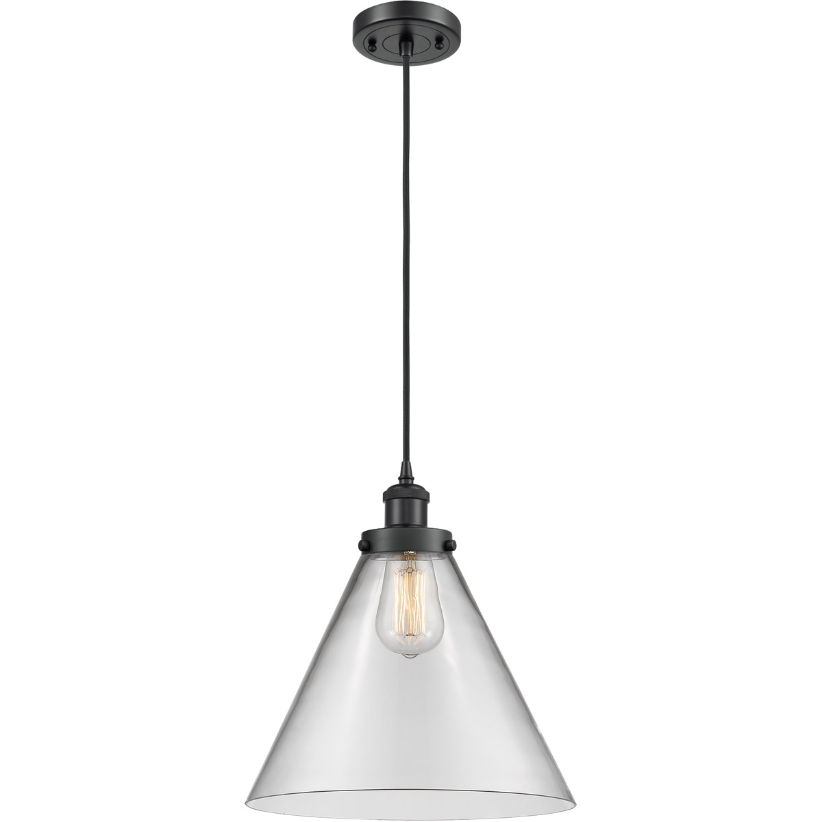 Innovations Lighting 916-1P-BK-G42-L Ballston X-Large Cone 1 Light 8 inch Matte Black Mini Pendant Ceiling Light in Clear Glass