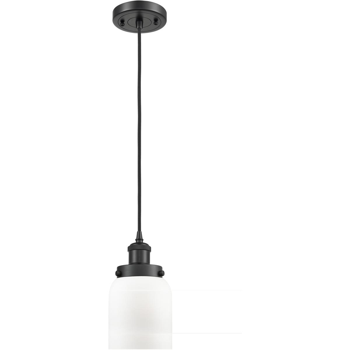 Innovations Lighting 916-1P-BK-G51-LED Ballston Small Bell LED 5 inch Matte Black Mini Pendant Ceiling Light in Matte White Glass, Black Textured, Bal