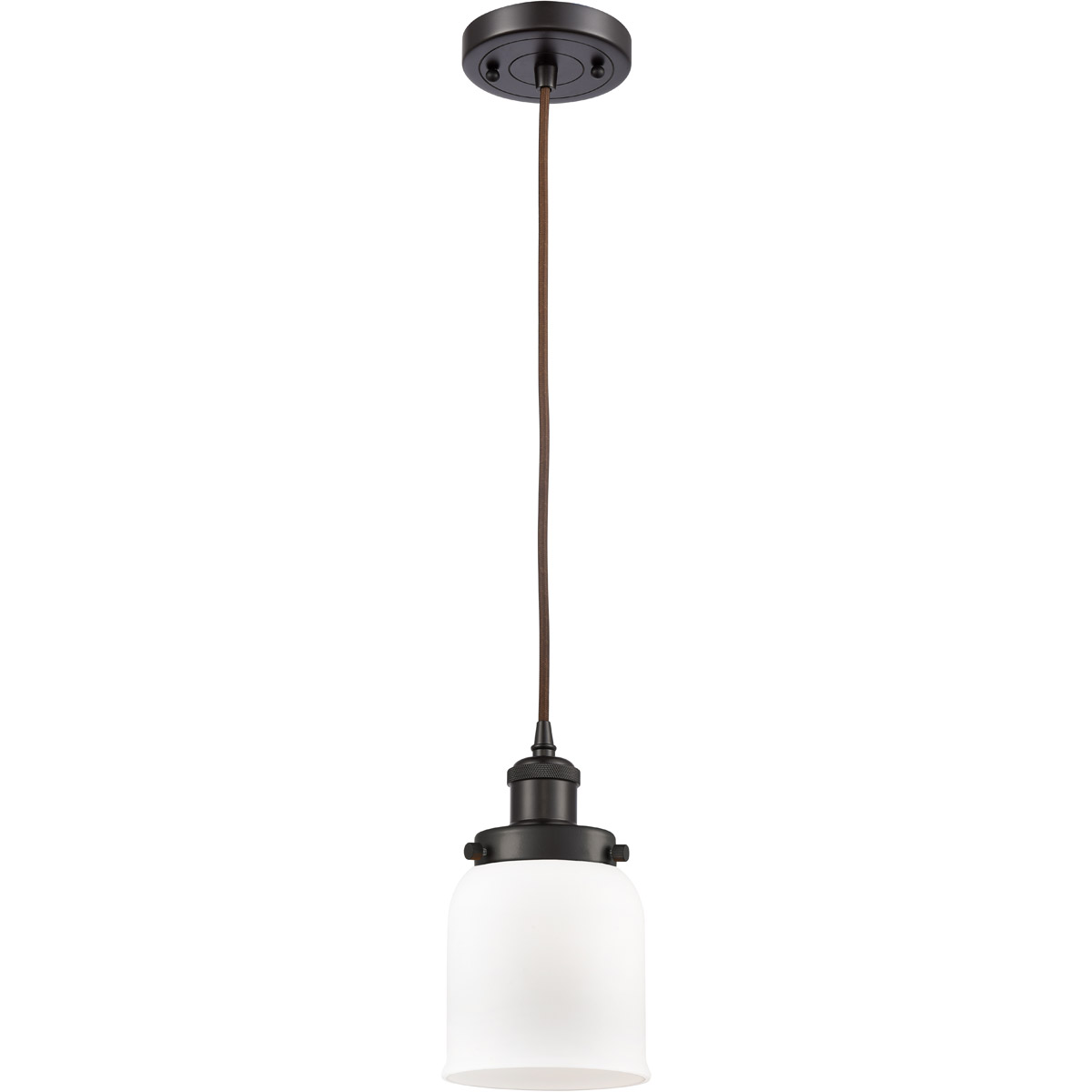 Innovations Lighting 916-1P-OB-G51 Ballston Small Bell 1 Light 5 inch Oil Rubbed Bronze Mini Pendant Ceiling Light in Matte White Glass, Ballston