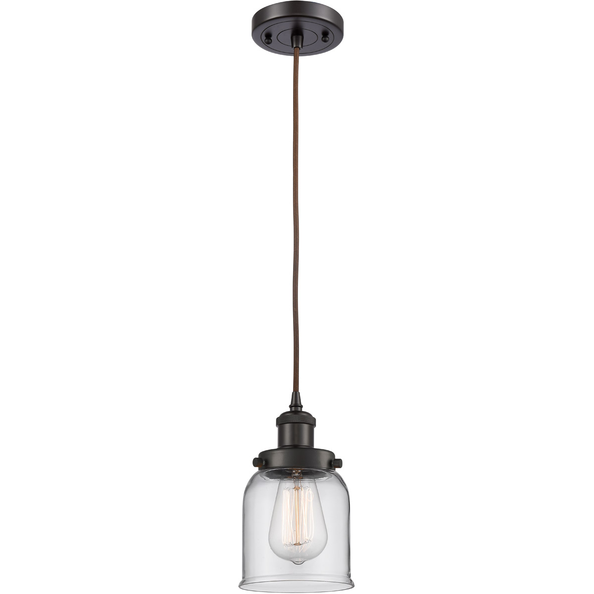 Innovations Lighting 916-1P-OB-G52 Ballston Small Bell 1 Light 5 inch Oil Rubbed Bronze Mini Pendant Ceiling Light in Clear Glass, Ballston