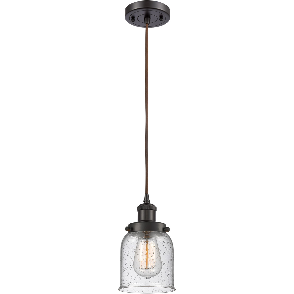 Innovations Lighting 916-1P-OB-G54 Ballston Small Bell 1 Light 5 inch Oil Rubbed Bronze Mini Pendant Ceiling Light in Seedy Glass, Ballston