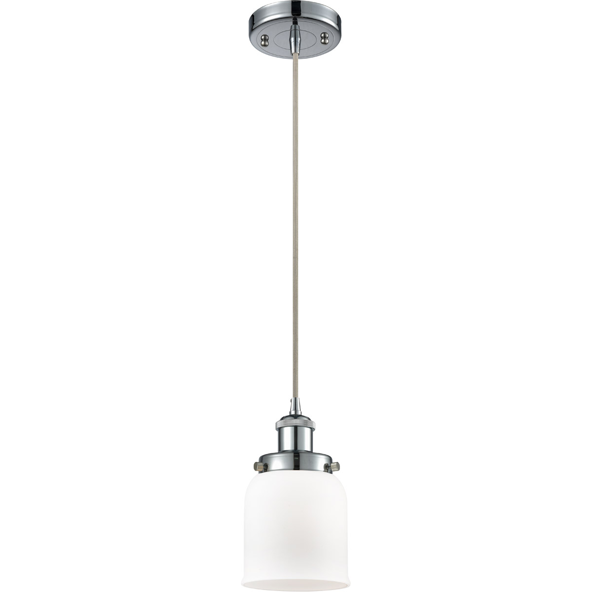 Innovations Lighting 916-1P-PC-G51 Ballston Small Bell 1 Light 5 inch Polished Chrome Mini Pendant Ceiling Light in Matte White Glass, Ballston