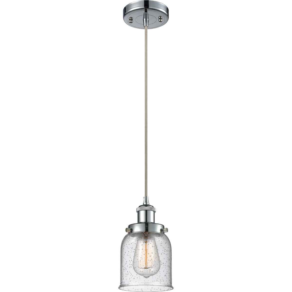 Innovations Lighting 916-1P-PC-G54 Ballston Small Bell 1 Light 5 inch Polished Chrome Mini Pendant Ceiling Light in Seedy Glass, Ballston