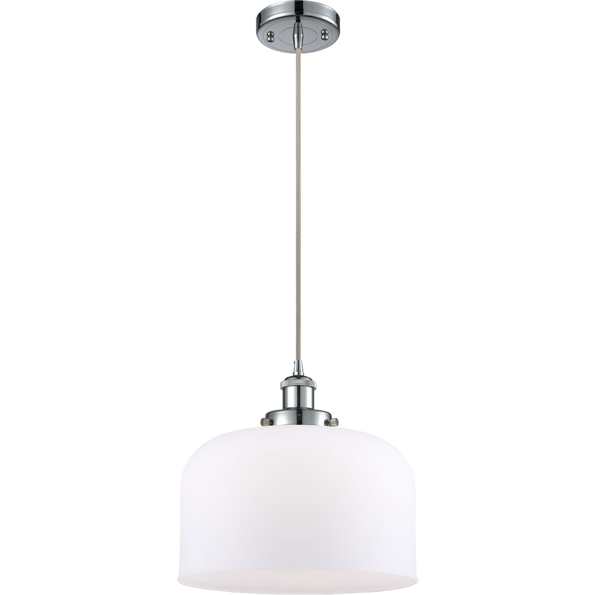 Innovations Lighting 916-1P-PC-G71-L-LED Ballston X-Large Bell LED 12 inch Polished Chrome Mini Pendant Ceiling Light in Matte White Glass, Ballston