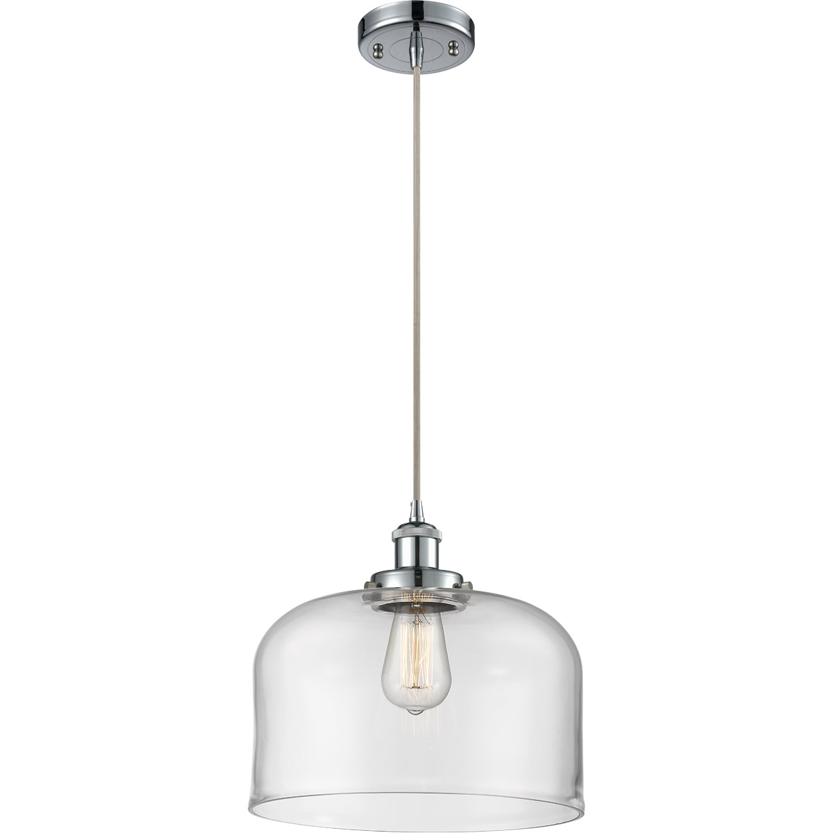 Innovations Lighting 916-1P-WPC-G72-L-LED Ballston X-Large Bell LED 12 inch White and Polished Chrome Mini Pendant Ceiling Light in Clear Glass