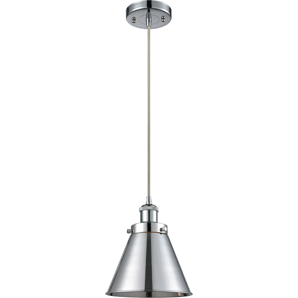 Innovations Lighting 916-1P-PN-M13-PN-LED Ballston Appalachian LED 8 inch Polished Nickel Mini Pendant Ceiling Light in Black Textured