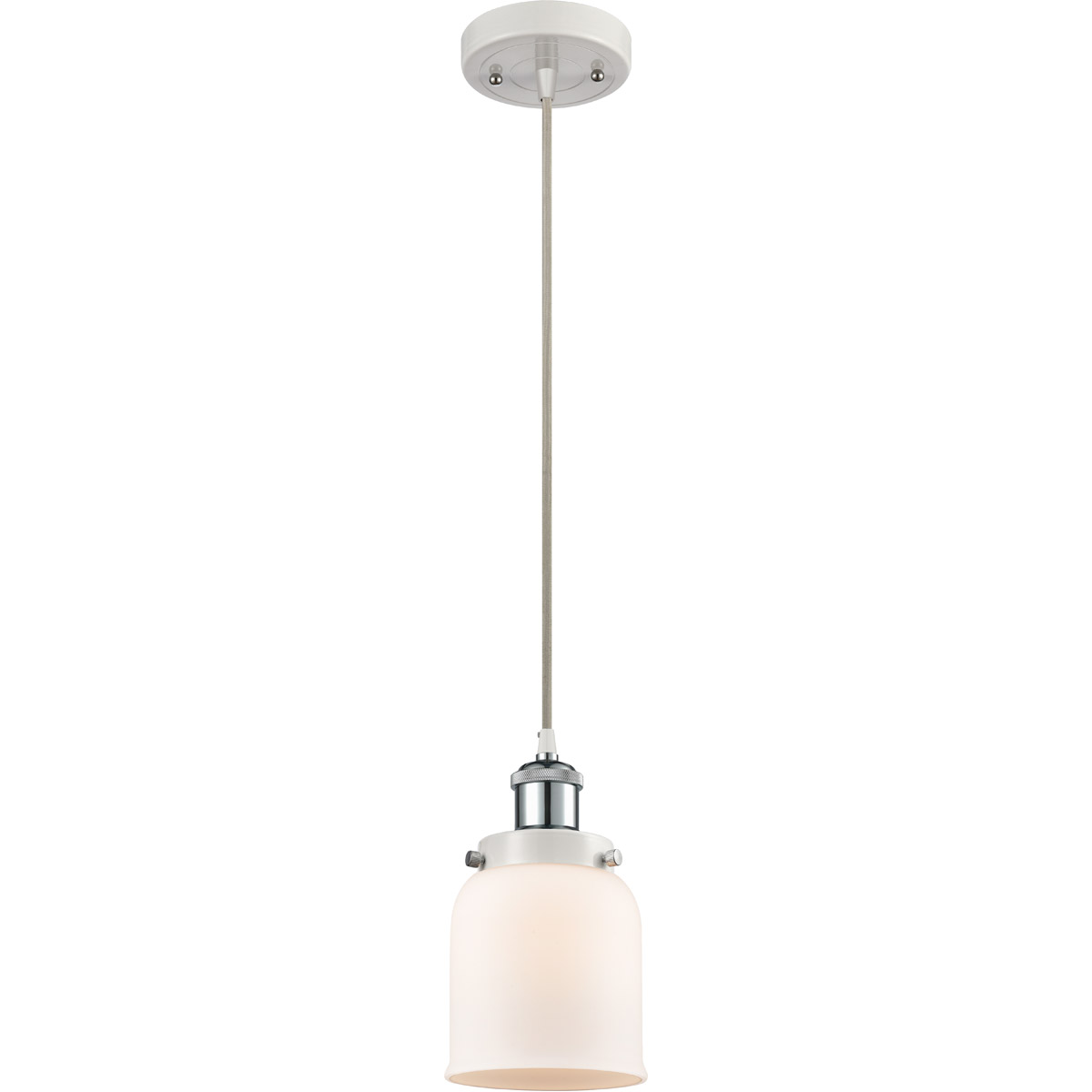 Innovations Lighting 916-1P-WPC-G51 Ballston Small Bell 1 Light 5 inch White and Polished Chrome Mini Pendant Ceiling Light in Matte White Glass