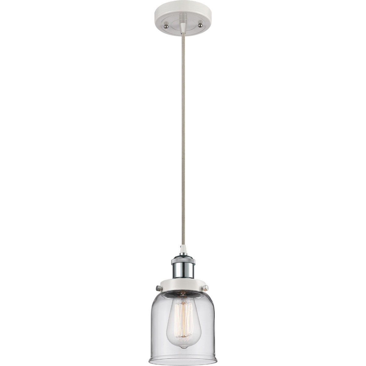 Innovations Lighting 916-1P-WPC-G52 Ballston Small Bell 1 Light 5 inch White and Polished Chrome Mini Pendant Ceiling Light in Clear Glass
