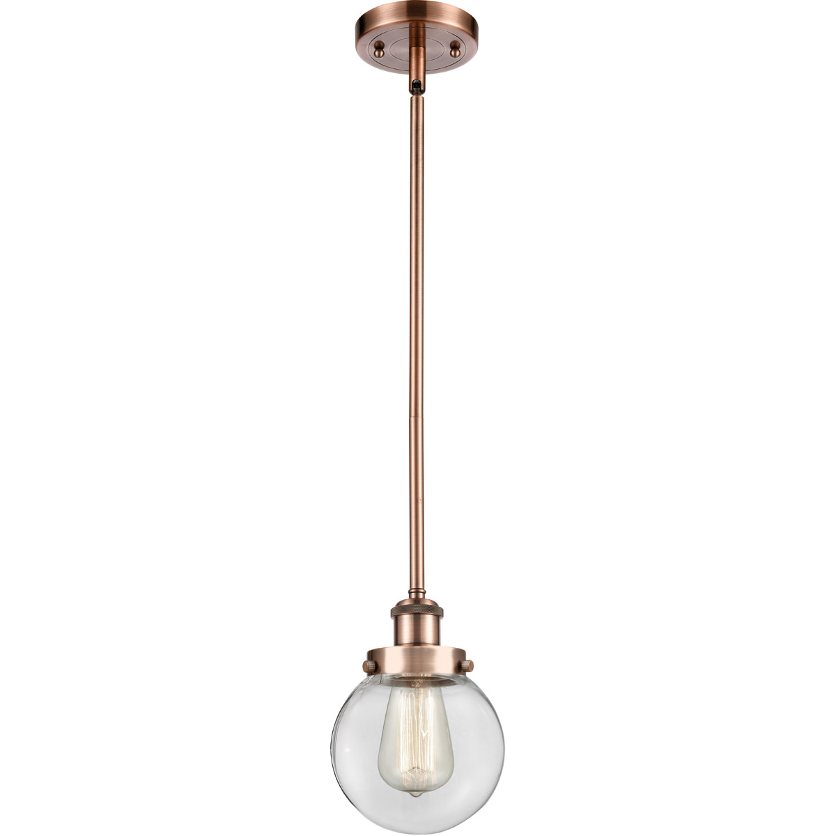 Innovations Lighting 916-1S-AC-G202-6-LED Ballston Beacon LED 6 inch Antique Copper Pendant Ceiling Light in Clear Glass
