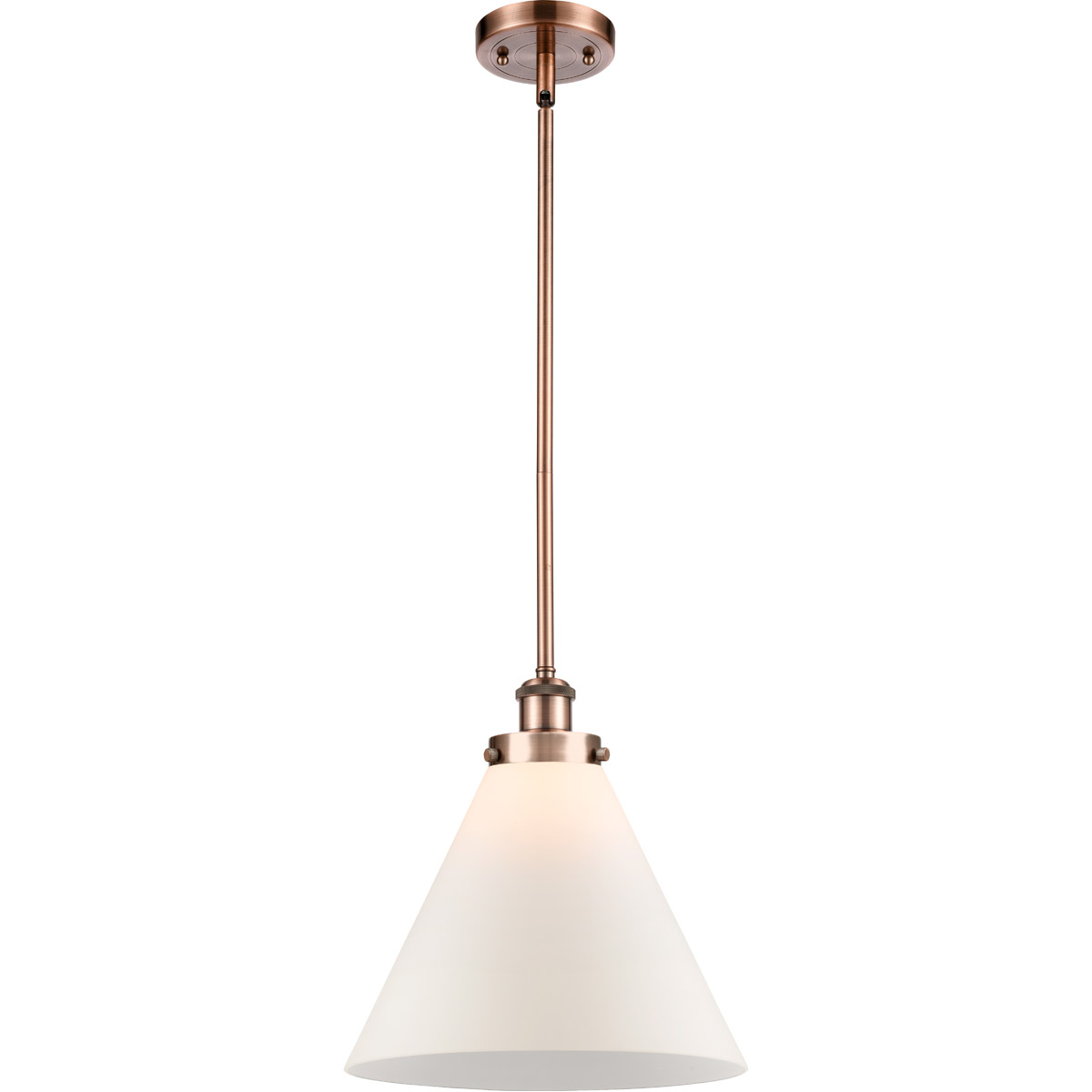 Innovations Lighting 916-1S-AC-G41-L-LED Ballston X-Large Cone LED 12 inch Antique Copper Pendant Ceiling Light in Matte White Glass