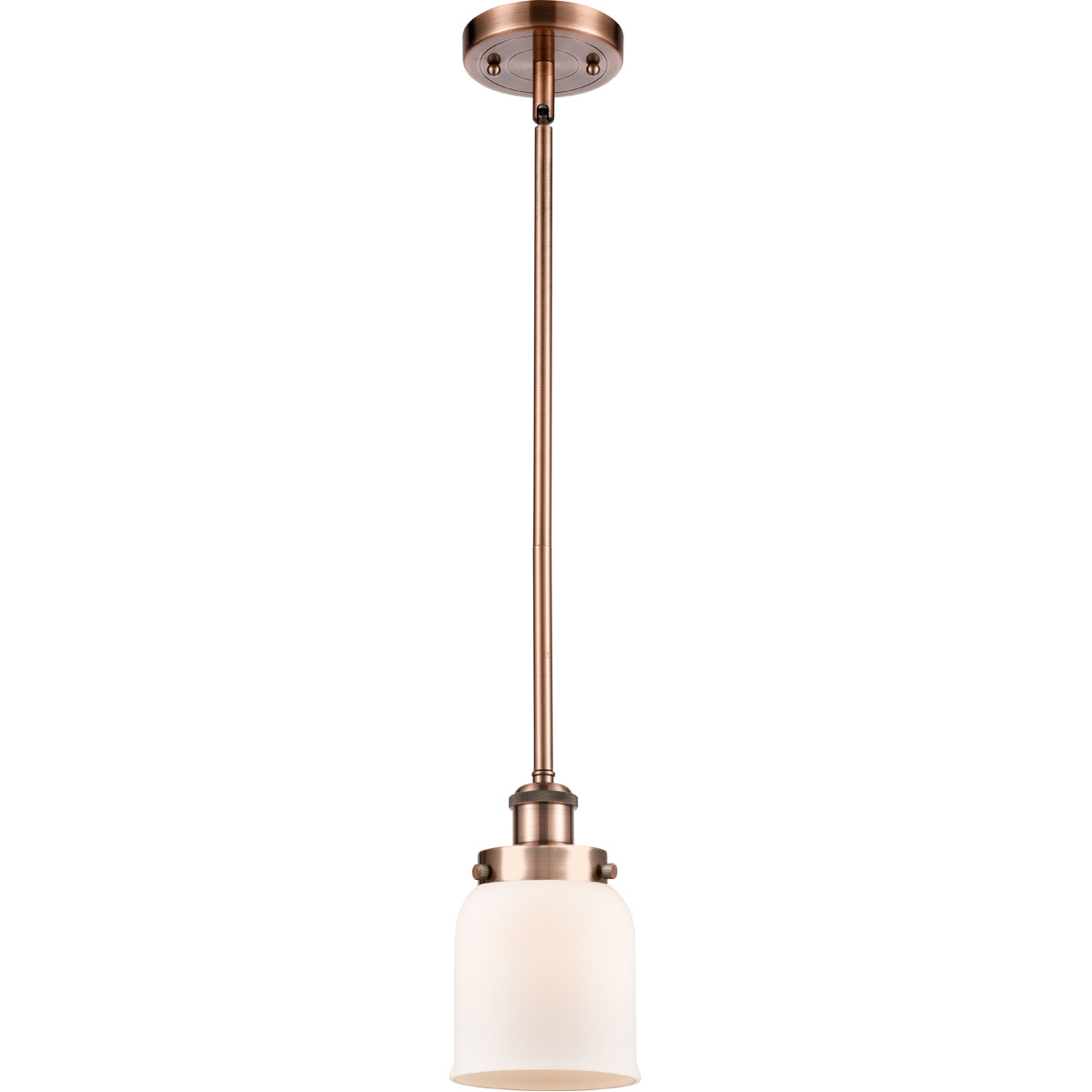 Innovations Lighting 916-1S-AC-G51 Ballston Small Bell 1 Light 5 inch Antique Copper Pendant Ceiling Light in Matte White Glass
