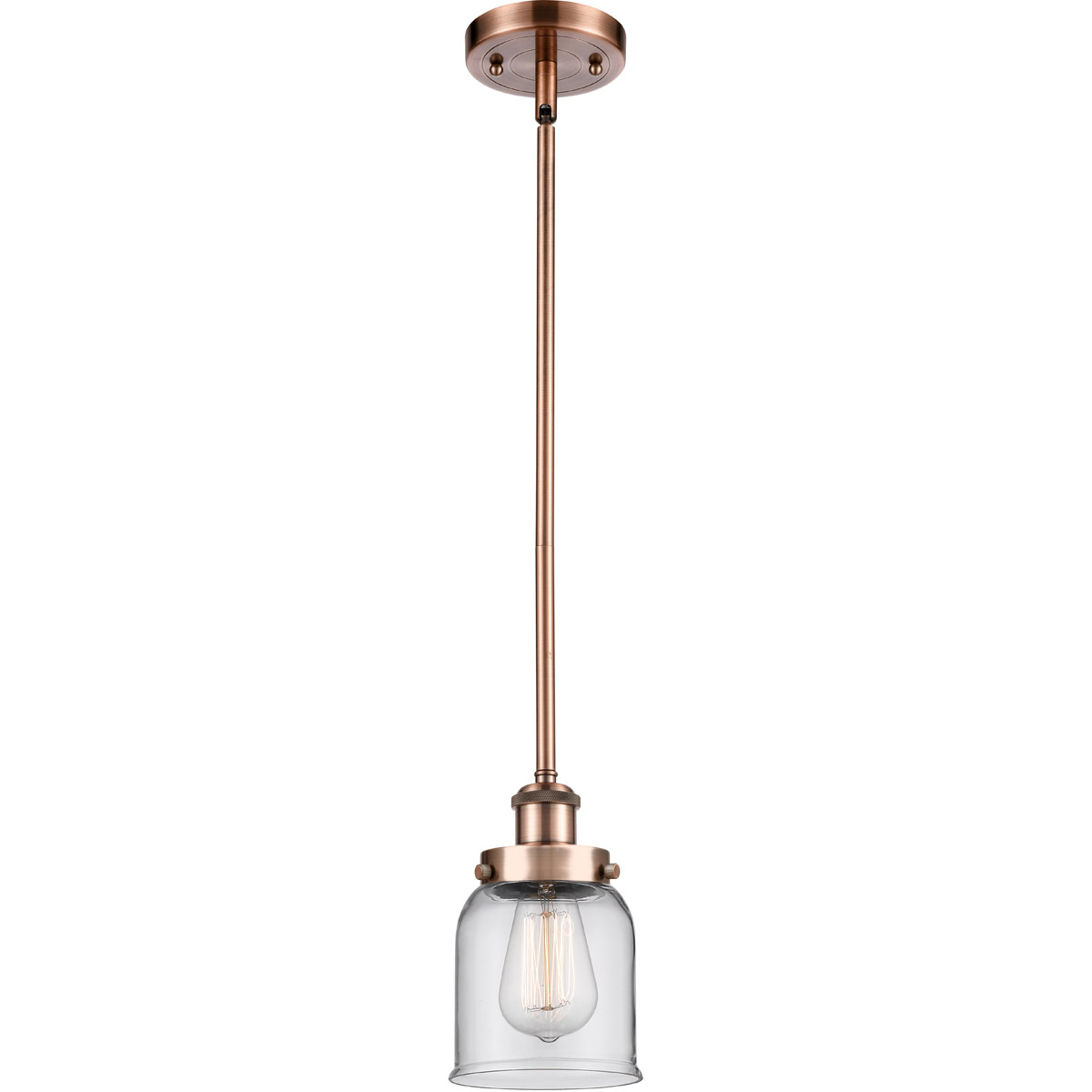 Innovations Lighting 916-1S-AC-G52 Ballston Small Bell 1 Light 5 inch Antique Copper Pendant Ceiling Light in Clear Glass