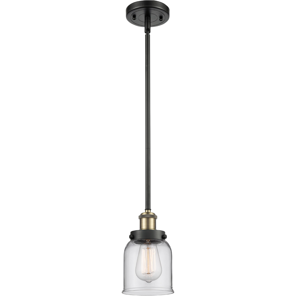 Innovations Lighting 916-1S-BAB-G52 Ballston Small Bell 1 Light 5 inch Black Antique Brass Pendant Ceiling Light in Clear Glass