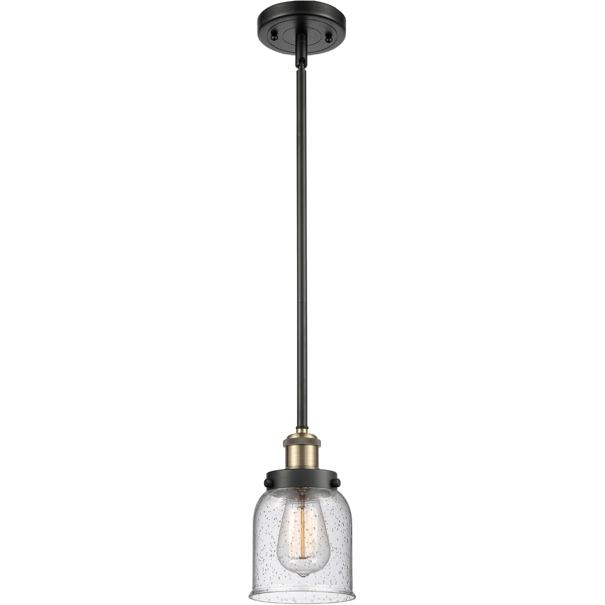 Innovations Lighting 916-1S-BAB-G54 Ballston Small Bell 1 Light 5 inch Black Antique Brass Pendant Ceiling Light in Seedy Glass