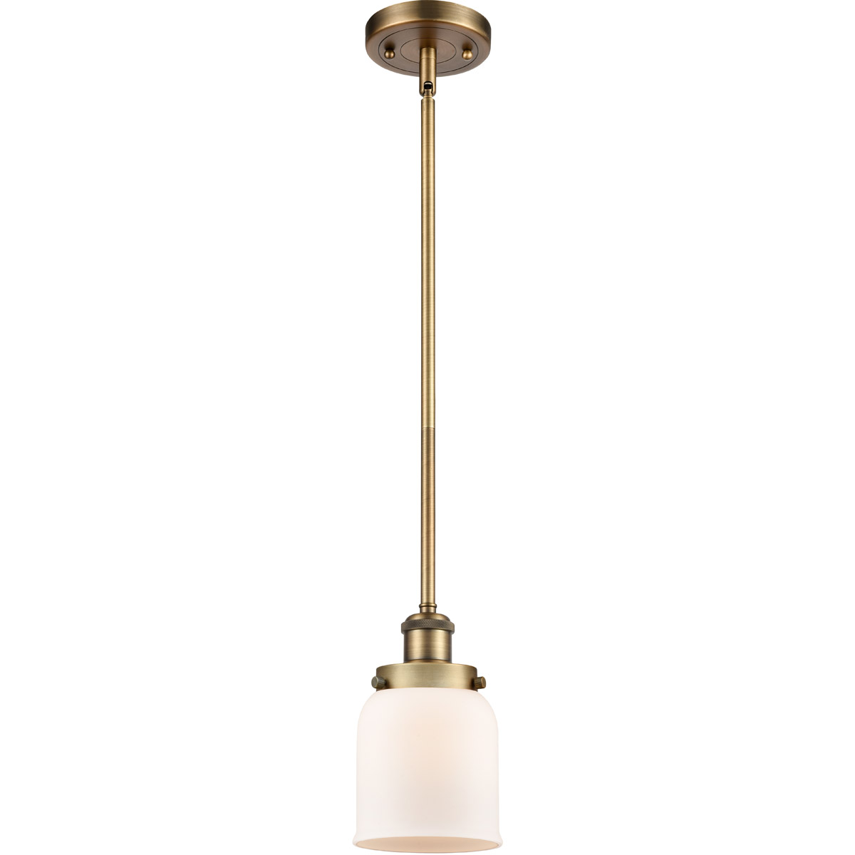 Innovations Lighting 916-1S-BB-G51 Ballston Small Bell 1 Light 5 inch Brushed Brass Pendant Ceiling Light in Matte White Glass