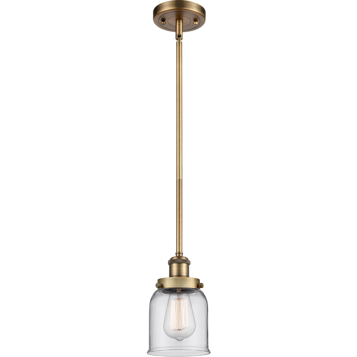 Innovations Lighting 916-1S-BB-G52 Ballston Small Bell 1 Light 5 inch Brushed Brass Pendant Ceiling Light in Clear Glass