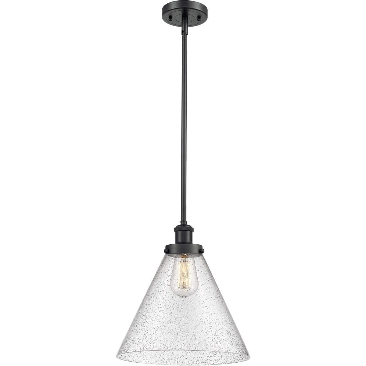 Innovations Lighting 916-1S-BK-G44-L-LED Ballston X-Large Cone LED 12 inch Matte Black Pendant Ceiling Light in Seedy Glass