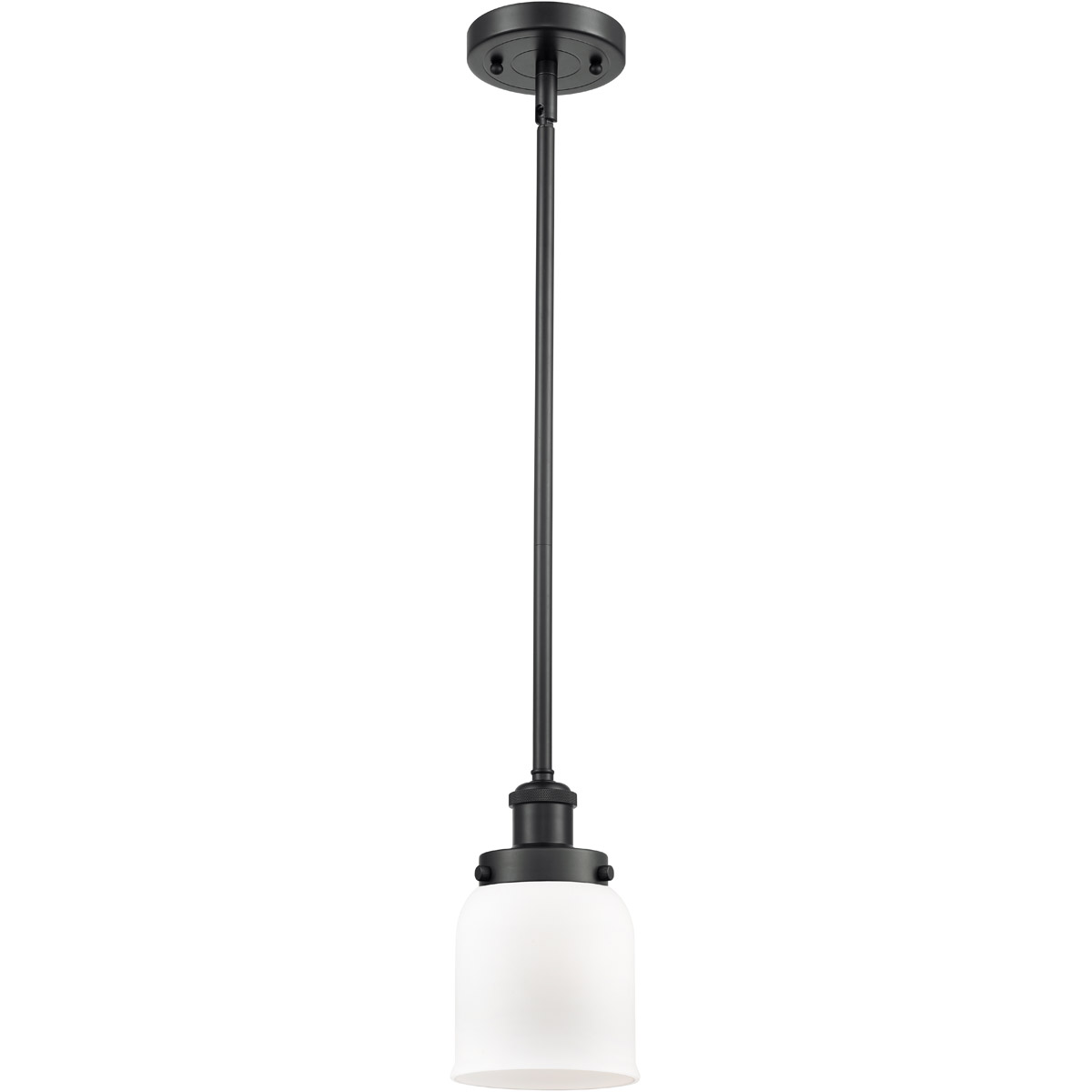 Innovations Lighting 916-1S-BK-G51 Ballston Small Bell 1 Light 5 inch Matte Black Pendant Ceiling Light in Matte White Glass, Ballston