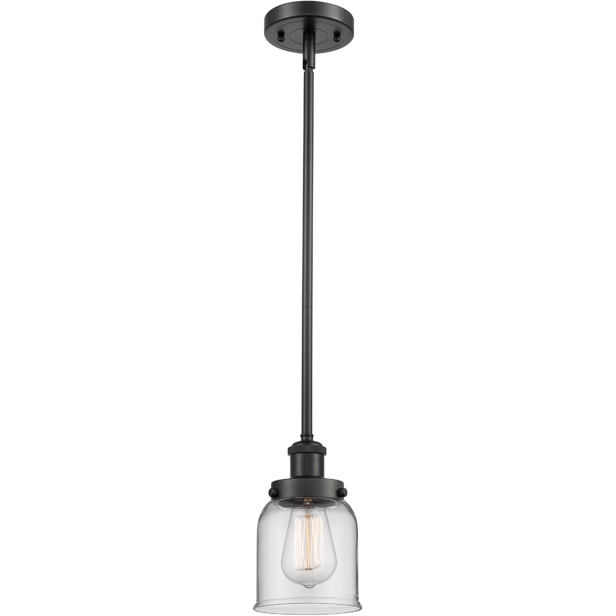 Innovations Lighting 916-1S-BK-G52 Ballston Small Bell 1 Light 5 inch Matte Black Pendant Ceiling Light in Clear Glass, Ballston