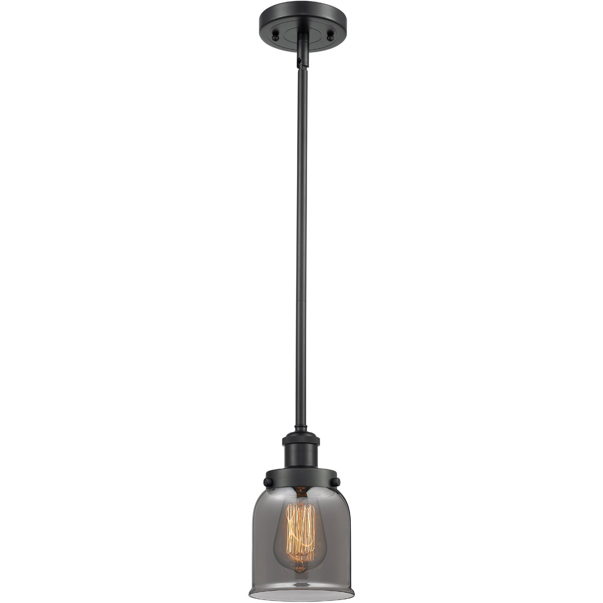 Innovations Lighting 916-1S-BK-G53-LED Ballston Small Bell LED 5 inch Matte Black Pendant Ceiling Light in Plated Smoke Glass, Ballston