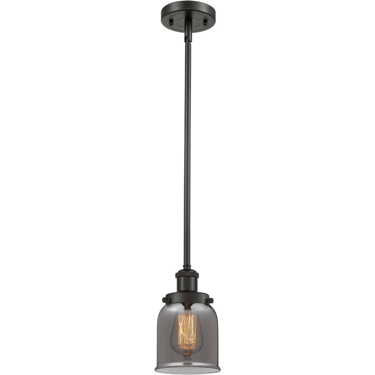 Innovations Lighting 916-1S-OB-G53 Ballston Small Bell 1 Light 5 inch Oil Rubbed Bronze Pendant Ceiling Light in Light Smoke Glass, Ballston