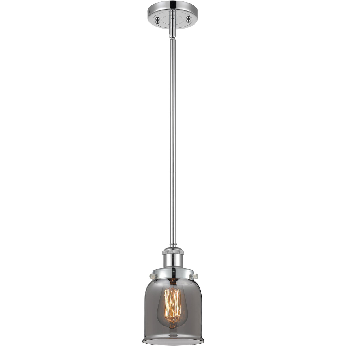 Innovations Lighting 916-1S-PC-G53 Ballston Small Bell 1 Light 5 inch Polished Chrome Pendant Ceiling Light in Light Smoke Glass, Ballston
