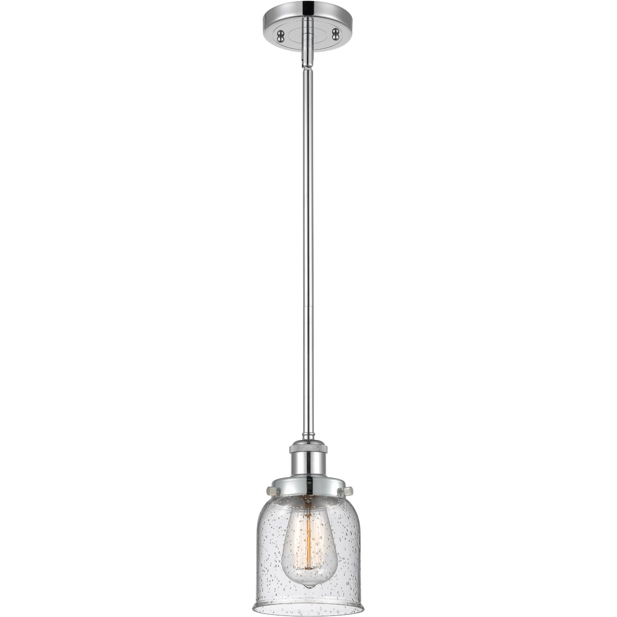 Innovations Lighting 916-1S-PC-G54 Ballston Small Bell 1 Light 5 inch Polished Chrome Pendant Ceiling Light in Seedy Glass, Ballston