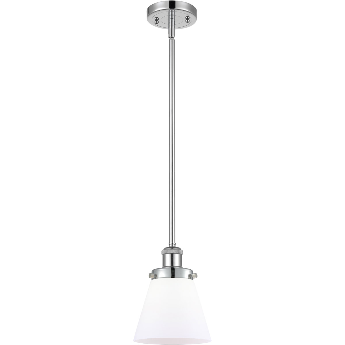 Innovations Lighting 916-1S-PC-G61-LED Ballston Small Cone LED 6 inch Polished Chrome Pendant Ceiling Light in Matte White Glass, Ballston