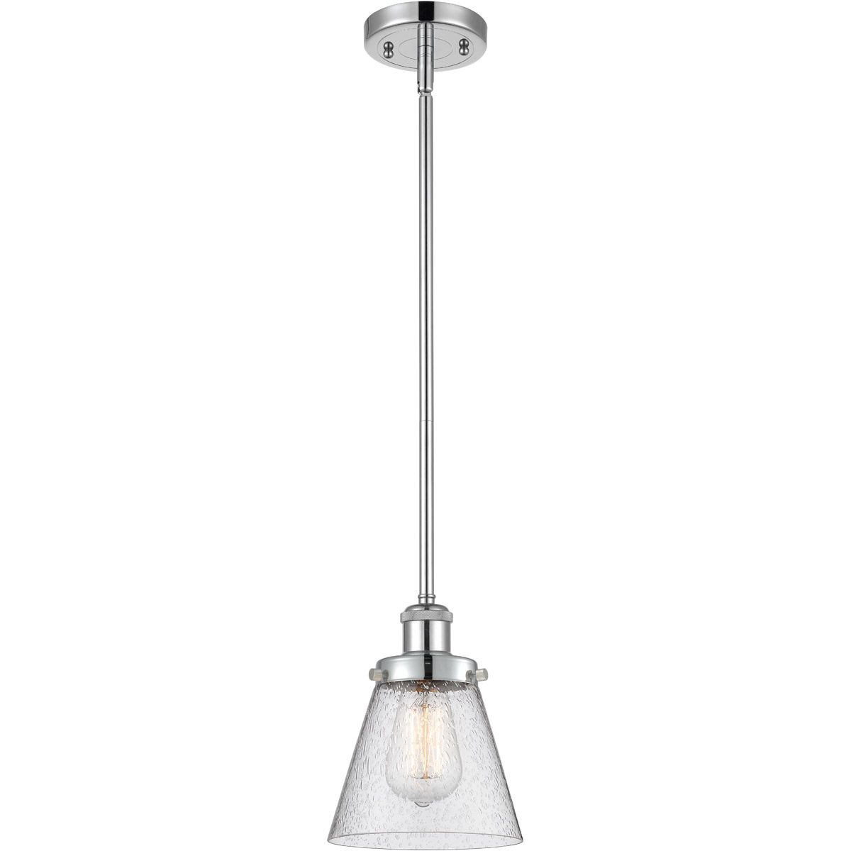 Innovations Lighting 916-1S-PC-G64 Ballston Small Cone 1 Light 6 inch Polished Chrome Pendant Ceiling Light in Seedy Glass, Ballston