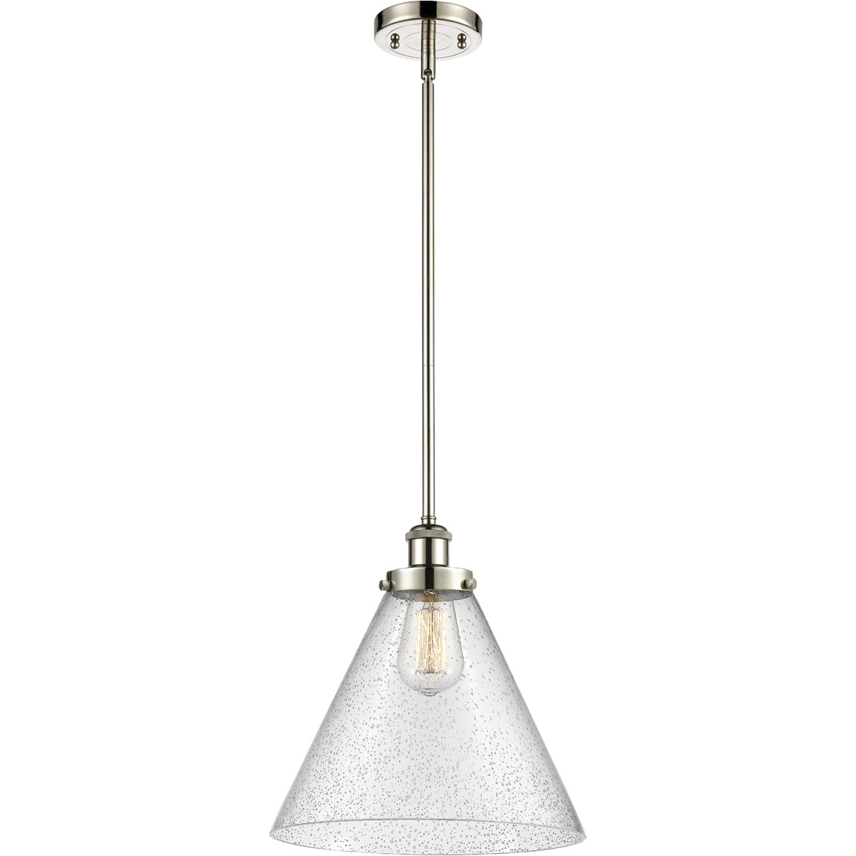 Innovations Lighting 916-1S-PC-G44-L-LED Ballston X-Large Cone LED 12 inch Polished Chrome Pendant Ceiling Light in Seedy Glass