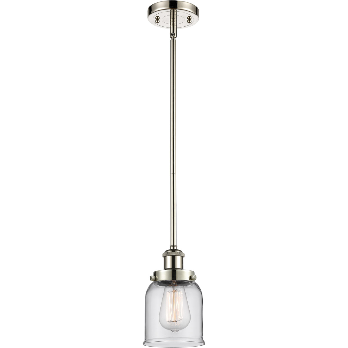Innovations Lighting 916-1S-PN-G52-LED Ballston Small Bell LED 5 inch Polished Nickel Pendant Ceiling Light in Clear Glass