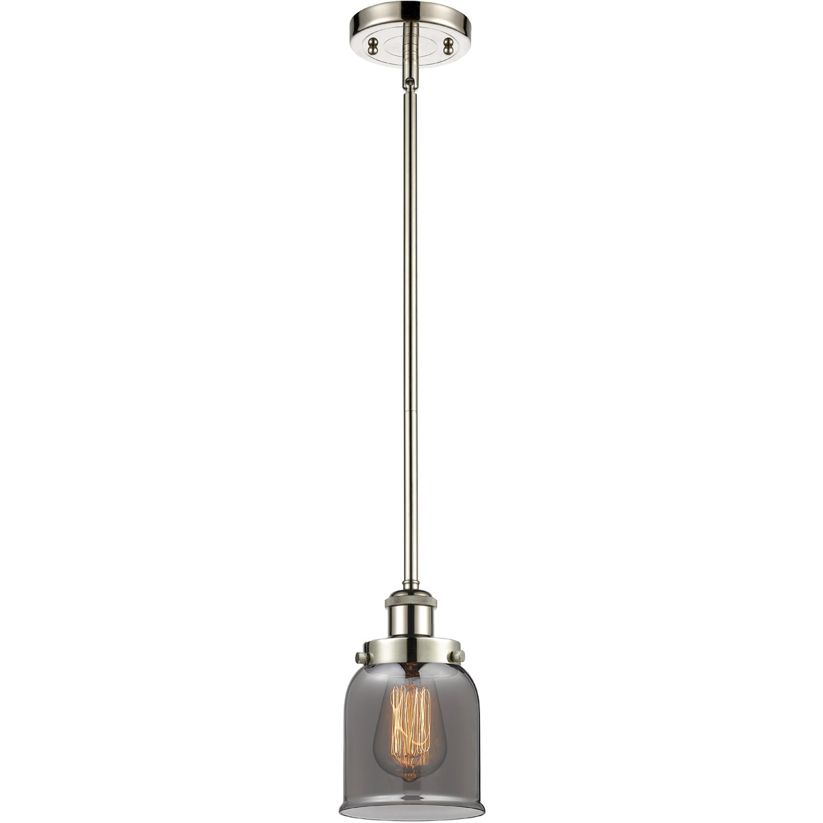 Innovations Lighting 916-1S-PN-G53 Ballston Small Bell 1 Light 5 inch Polished Nickel Pendant Ceiling Light in Light Smoke Glass