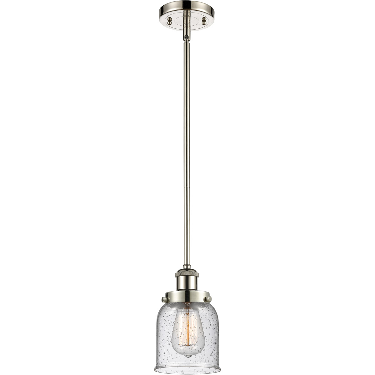 Innovations Lighting 916-1S-PN-G54 Ballston Small Bell 1 Light 5 inch Polished Nickel Pendant Ceiling Light in Seedy Glass