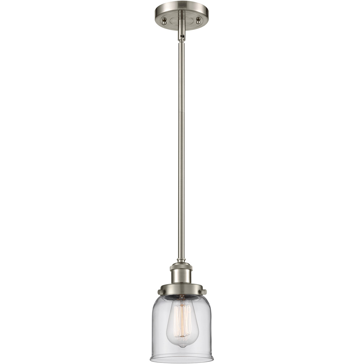 Innovations Lighting 916-1S-SN-G52 Ballston Small Bell 1 Light 5 inch Brushed Satin Nickel Pendant Ceiling Light in Clear Glass, Ballston