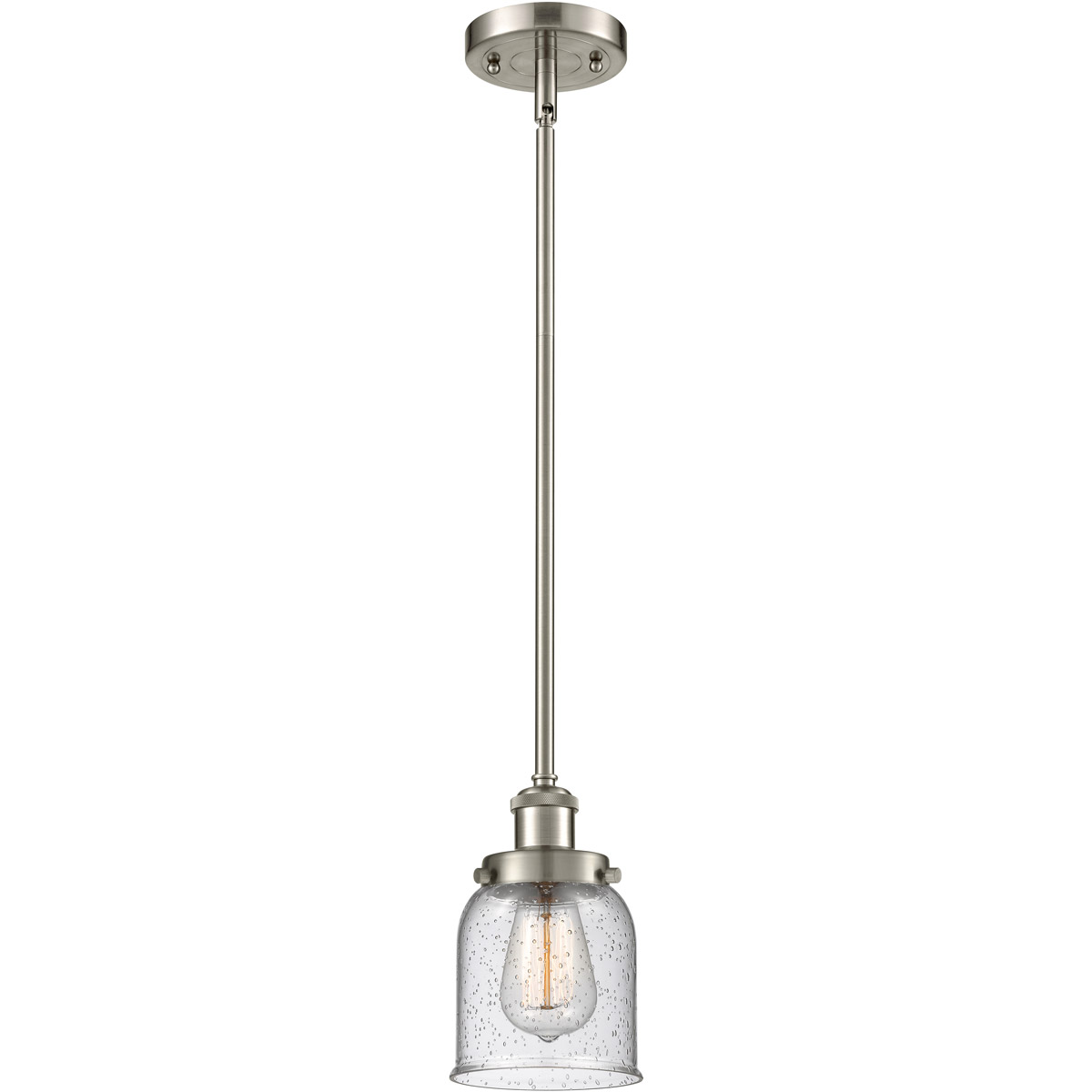 Innovations Lighting 916-1S-SN-G54 Ballston Small Bell 1 Light 5 inch Brushed Satin Nickel Pendant Ceiling Light in Seedy Glass, Ballston