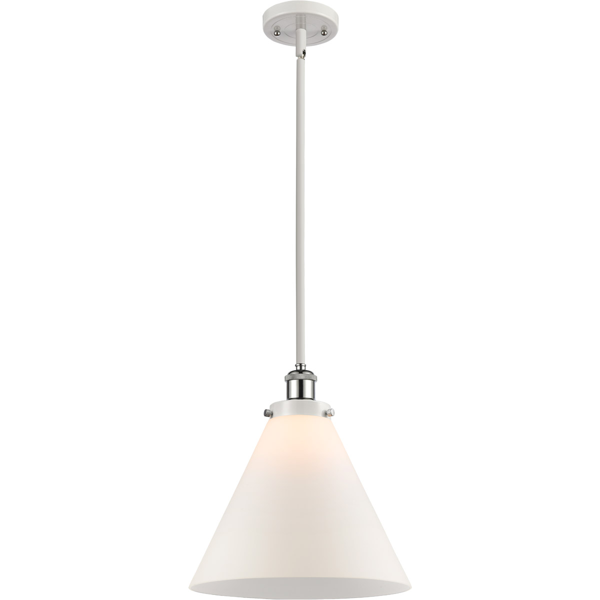 Innovations Lighting 916-1S-WPC-G41-L-LED Ballston X-Large Cone LED 12 inch White and Polished Chrome Pendant Ceiling Light in Matte White Glass